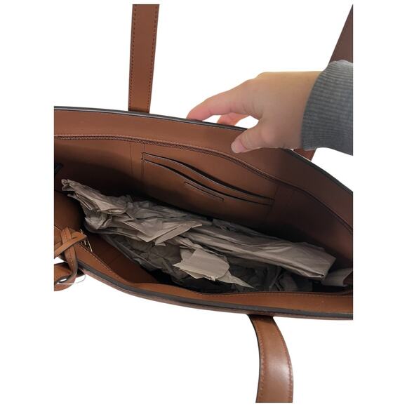 Michael Kors Pratt Large Tote Bag Coated Canvas color Luggage tan/brown Gold NWT - Picture 8 of 9